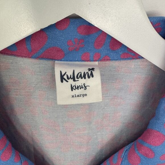 Kulani Kinis Oversized Button-up Linen Blend Cover-up Shirt In Kismet Floral XL - Picture 6 of 9